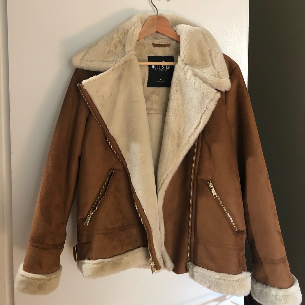 Hollister suede aviator coat size M